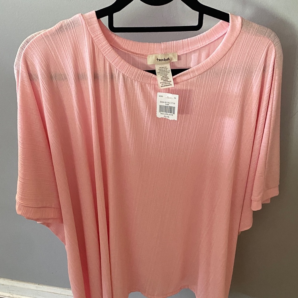 TeenBell Pastel Pink Ribbed Short Sleeve Tee sz 3X